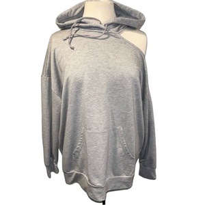 MainStrip Sweatshirt With Open shoulder, small, grey, hoodie‎